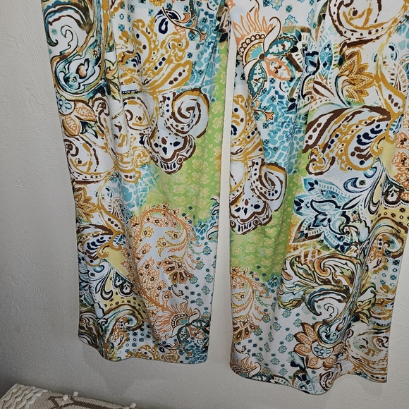 Chico's Size 3 Extra Large XL Palazzo Pants Multicolor Art To Wear Wide Leg - Picture 10 of 15
